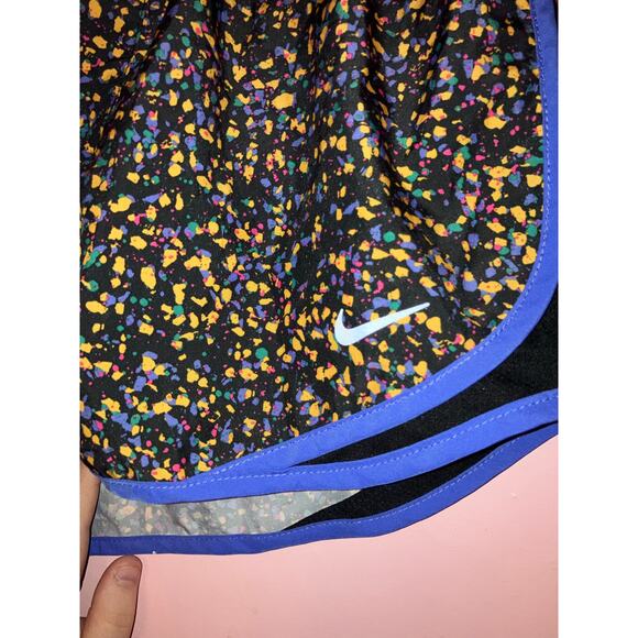 Nike Tempo Running Shorts Confetti Print Black Blue – Women’s Small - Picture 2 of 4
